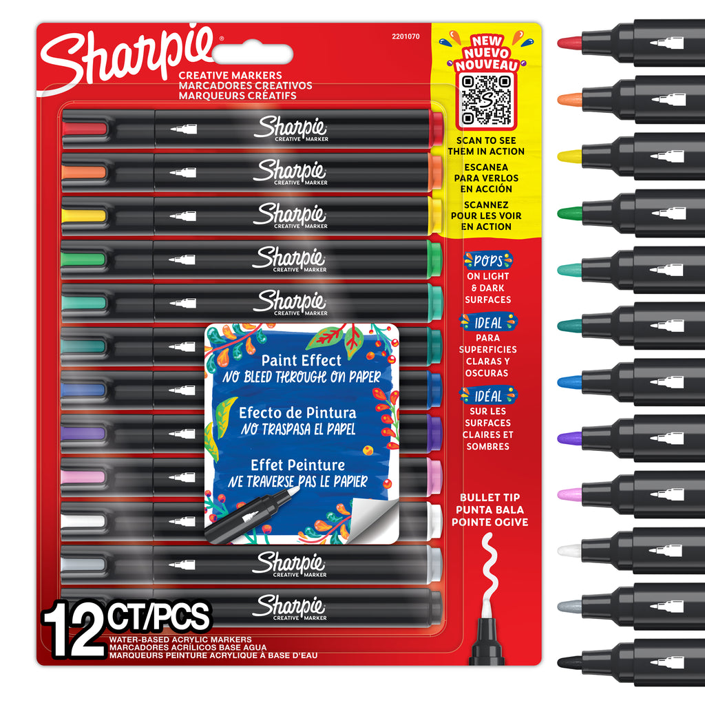 Sharpie creative markers in packaging with markers displayed on the side