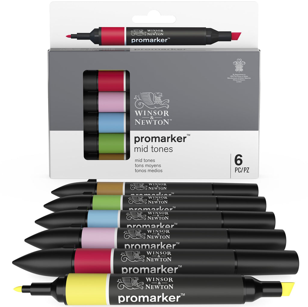 Winsor & Newton Promarker Mid Tones Set of 6