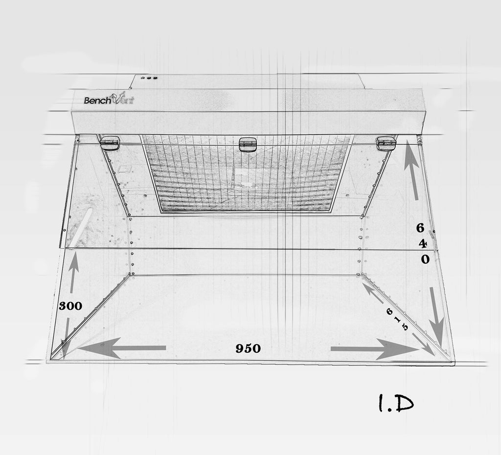 T930H-C Bench Vent spray booth dimension sketch