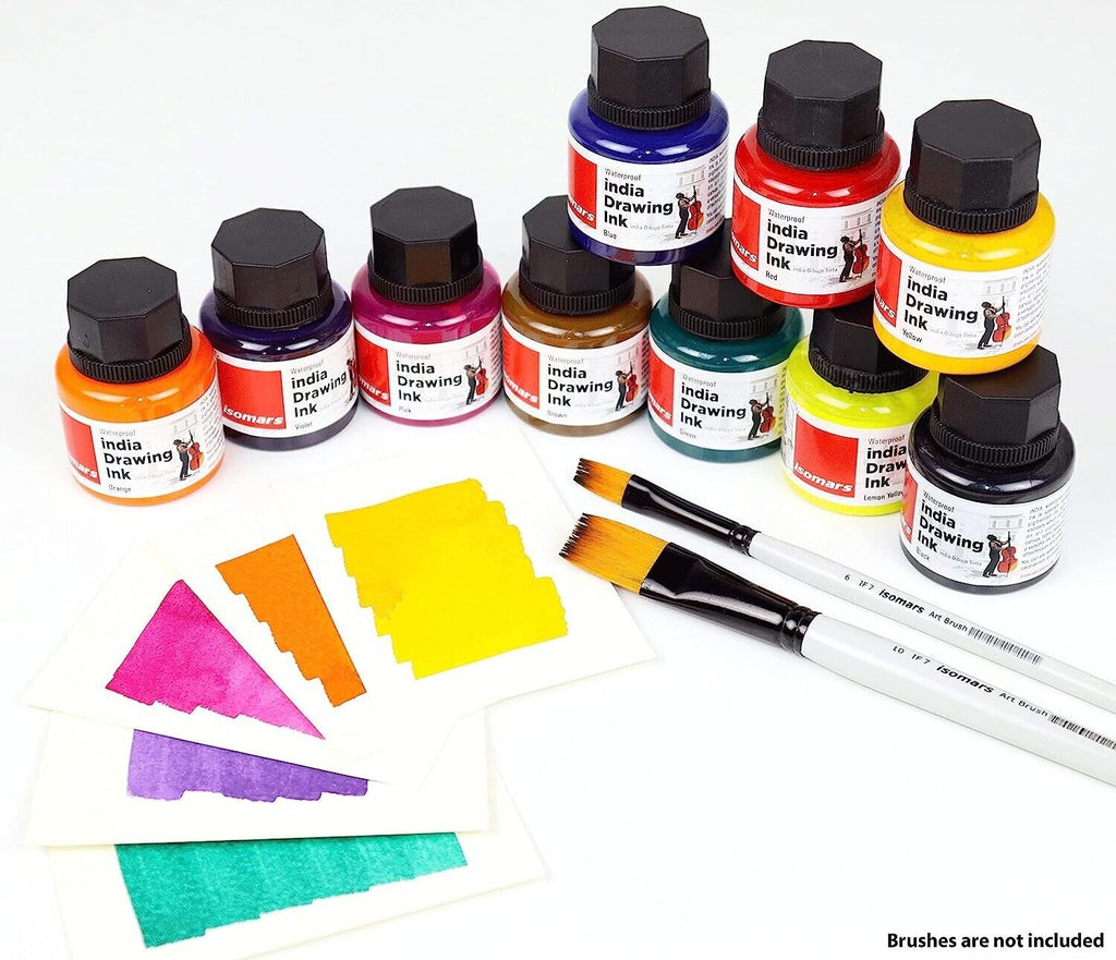 India Ink set of 10 bottles 35ml