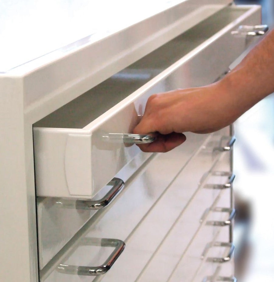 open drawer orchard metal planchest