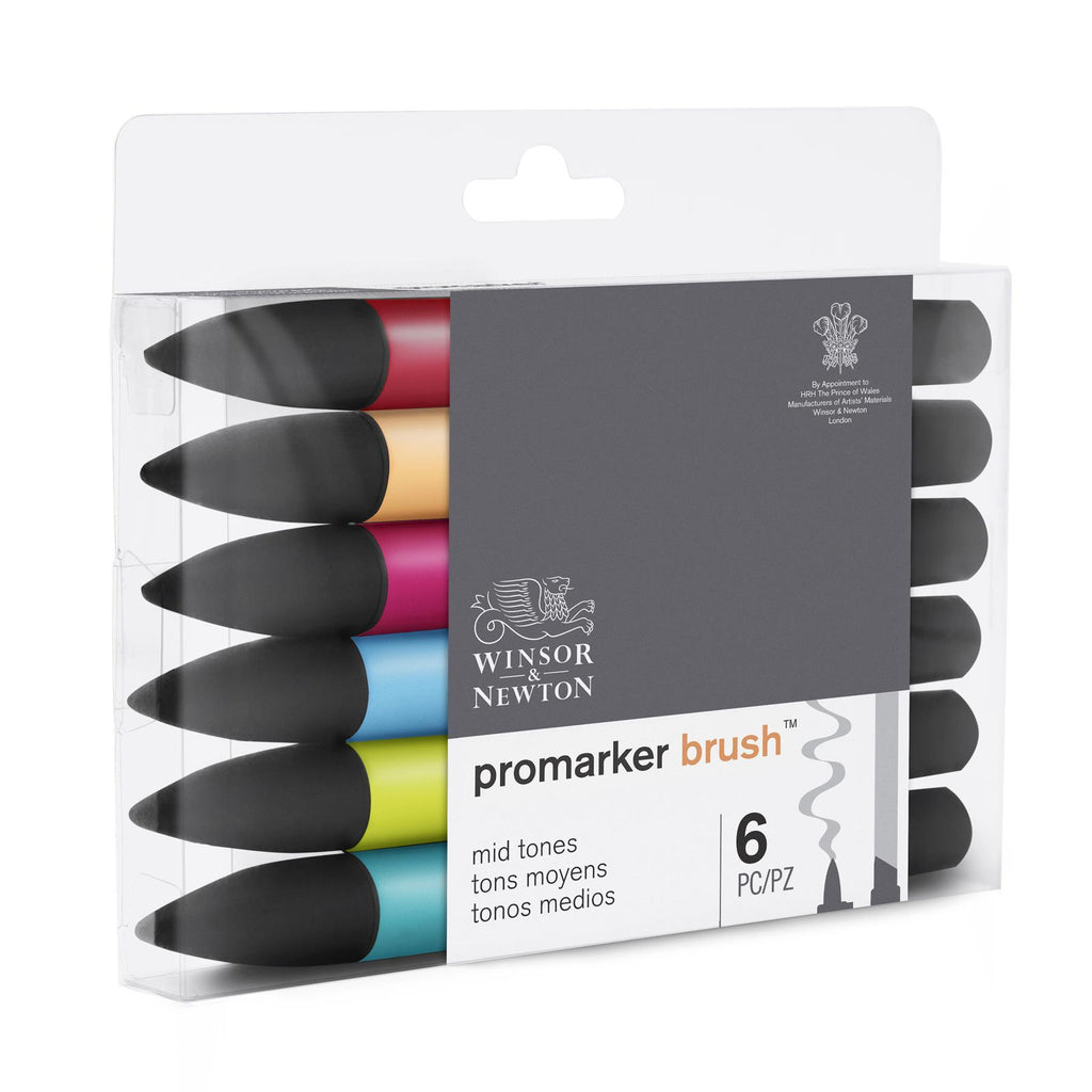 Winsor & Newton Brushmarker 6 Mid Tone Colours