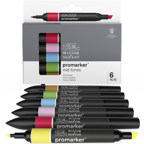 Winsor & Newton ProMarker 6 Mid Tones Collectors Set Alcohol