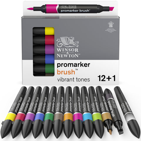 Winsor & Newton Brush Marker Vibrant Tones Set 12 + 1