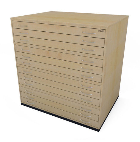A0 12-Drawer Traditional Wooden Plan Chest