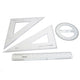 4 piece geometry set including protractor set squares and ruler